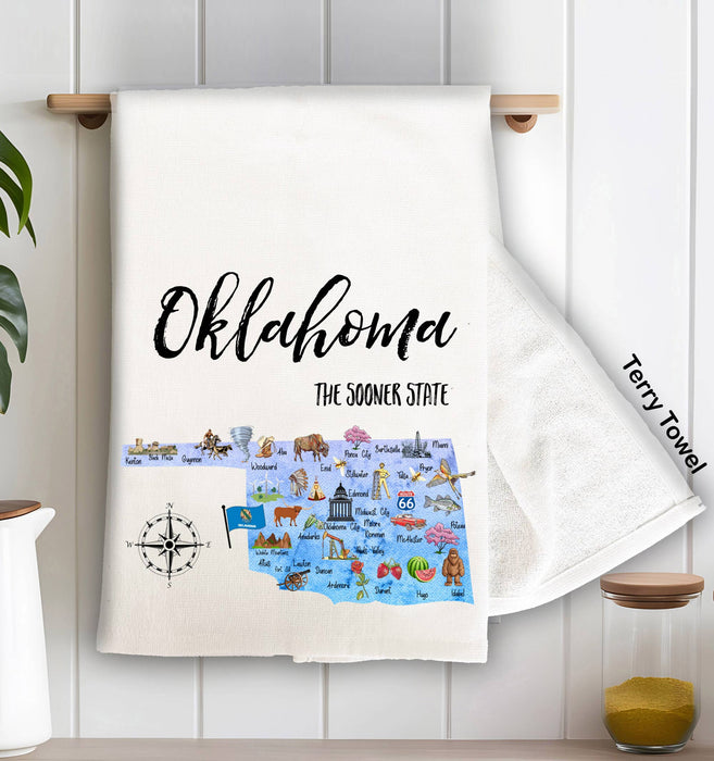 Oklahoma State MapKitchen Terry Towel