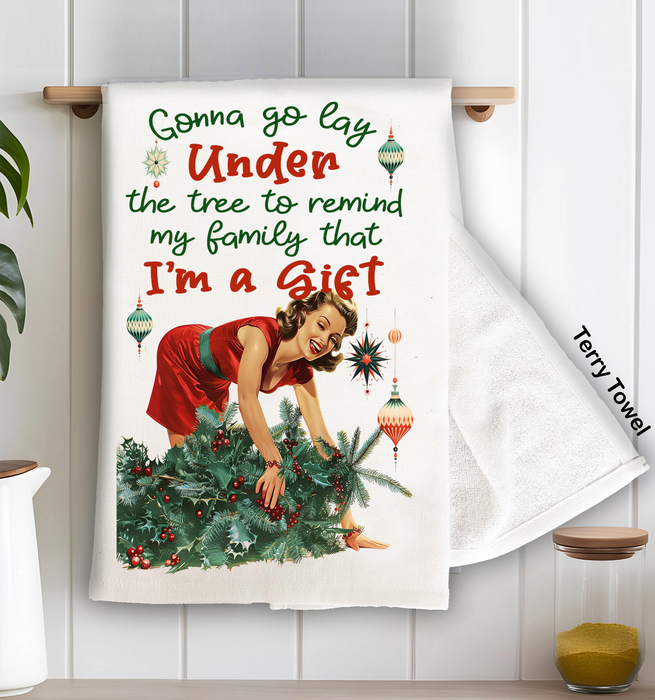 Christmas Funny I am the Gift Kitchen Terry Towel