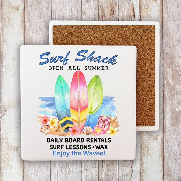 Surf Shack Enjoy the Waves Beach Stone Coaster
