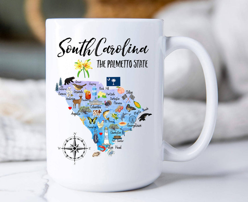 South Carolina State Map Souvenir Coffee Mug