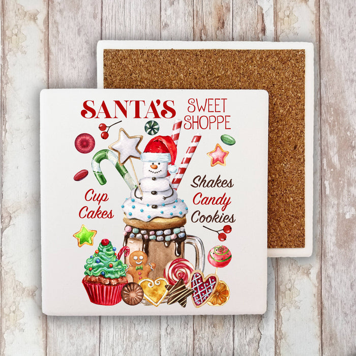 Christmas Santa's Sweet Shop Candy Stone Coaster