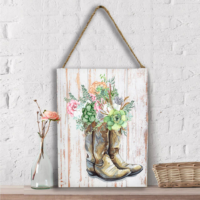 Western Cowboy Boots Succulent Southwestern Wall Decor