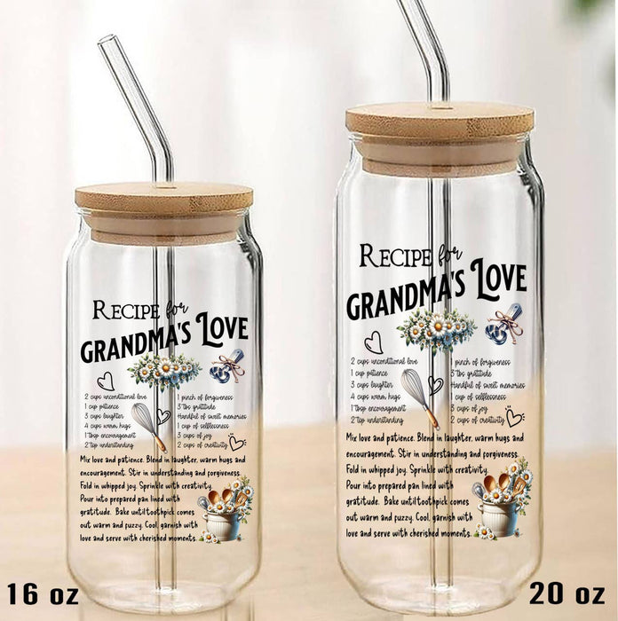 Grandma's Love Recipe Can Glass with Lid Straw