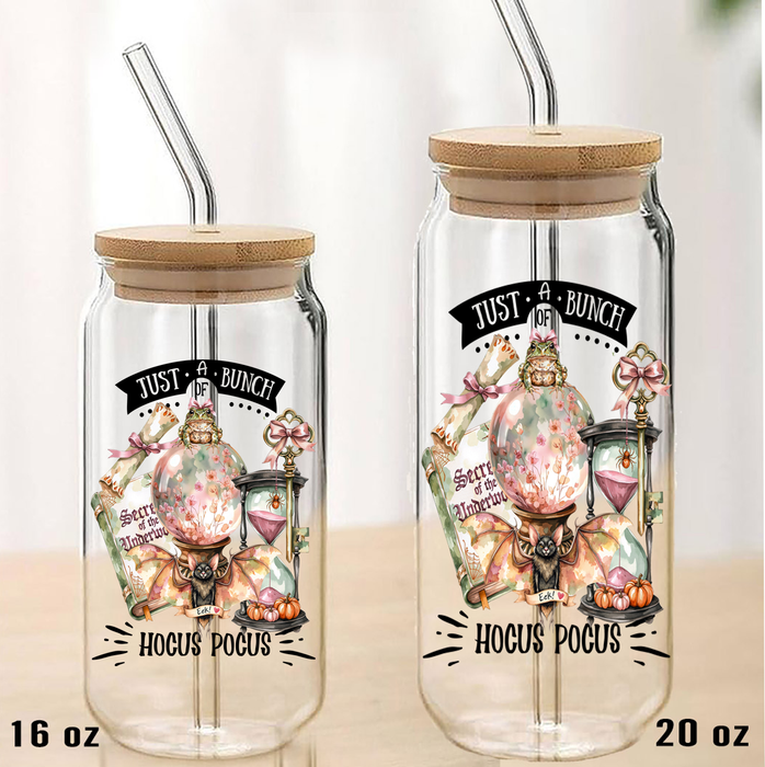 Halloween Bunch of Hocus Pocus Can Glass with Lid Straw