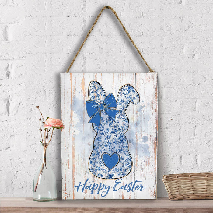 Easter Blue and White Bunny Wall Decor