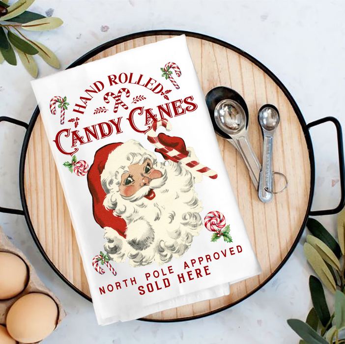 Christmas Candy Cane Vintage SantaTea Towel