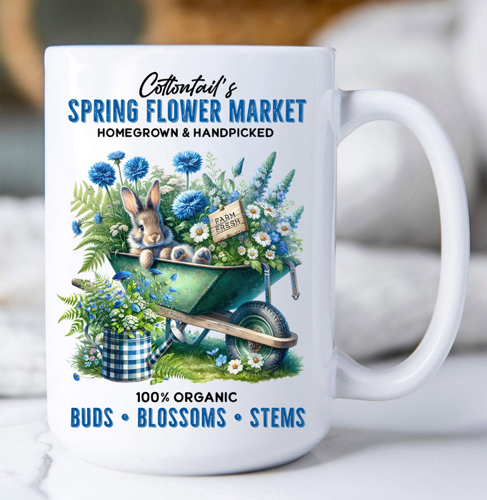 Blue Springs Flowers Bunny Coffee Mug
