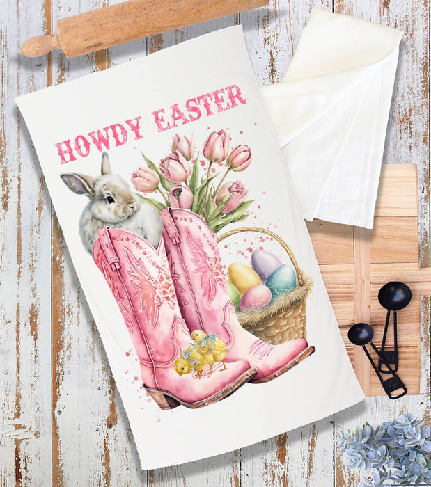 Howdy Easter Cowboy Boots Western Terry Cloth Towel