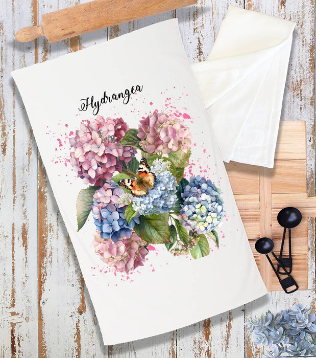 Spring Garden Pink Hydrangeas Terry Cloth Towel