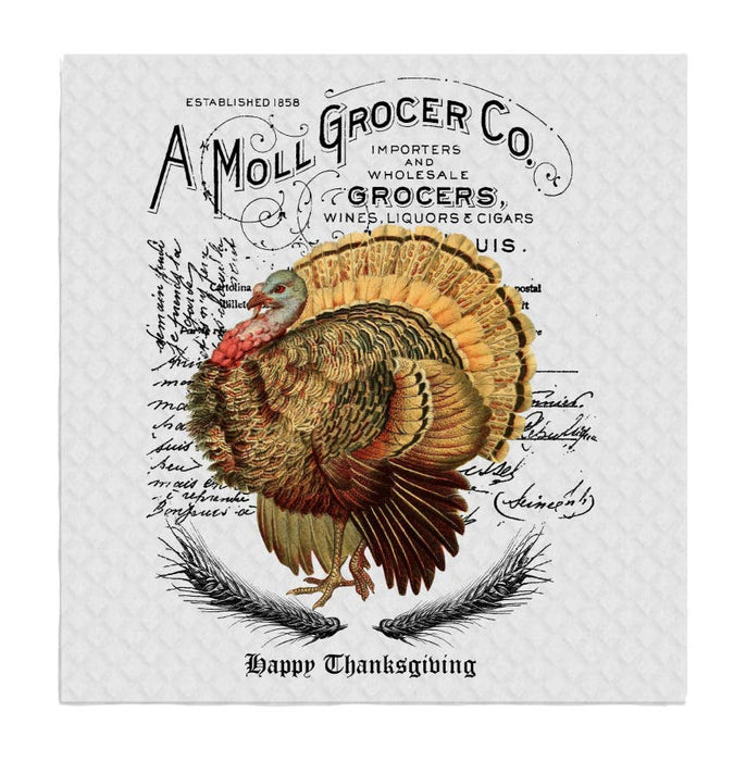 Vintage Victorian Farm Turkey Thankgiving SWEDISH DISH CLOTH