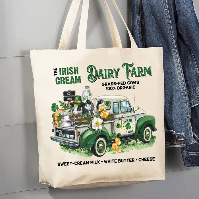 St Patrick's Day irish Crème Dairy Farm 12 oz Canvas Tote Bag