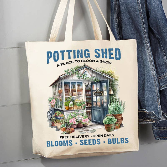 Bloom & Grow Potting Shed Canvas Tote Bag