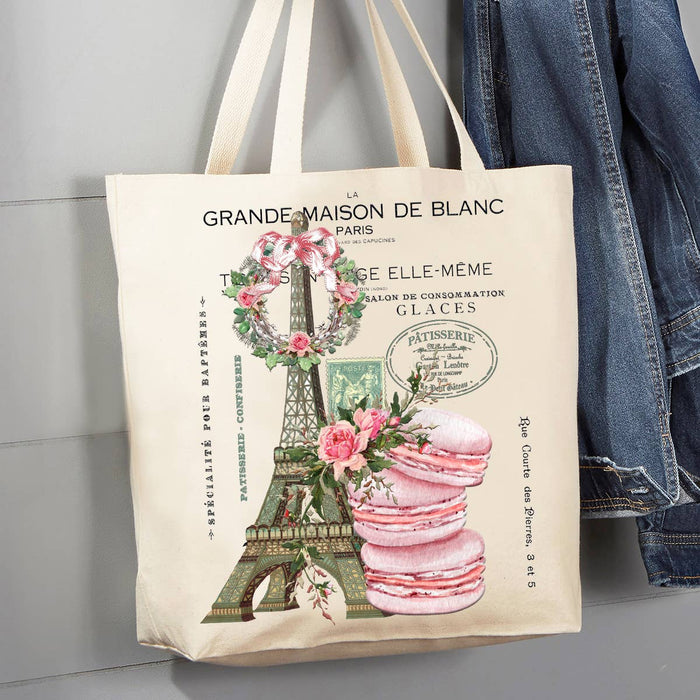 Vintage Paris France Pink Macarons 12 oz Canvas Tote Bag