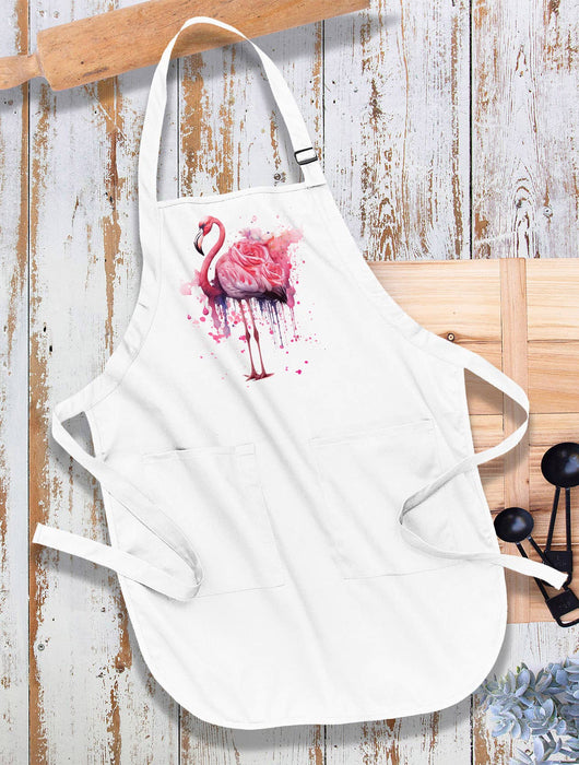 Beautiful Flamingo Roses Kitchen Cotton Apron