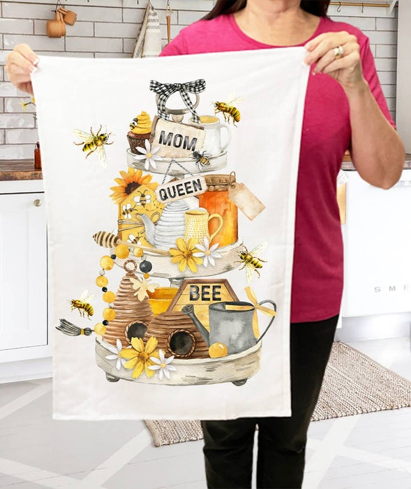 Mom Mother Queen Bee Honey Flowers Kitchen Terry Cloth Towel