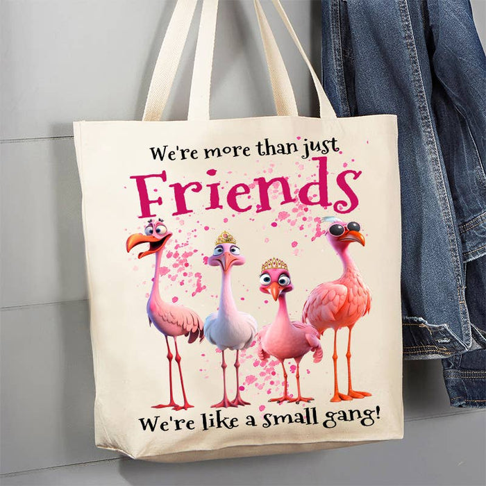 Flamingos Friends Small Gang Funny 12 oz Canvas Tote Bag