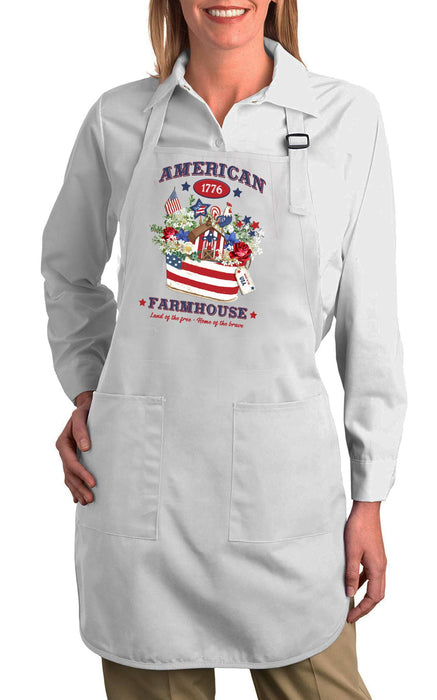 American Patriotic Farmhouse Flowers Kitchen Cotton Apron