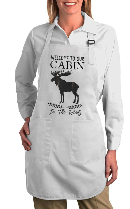 Welcome to Our Cabin Moose Cotton Apron