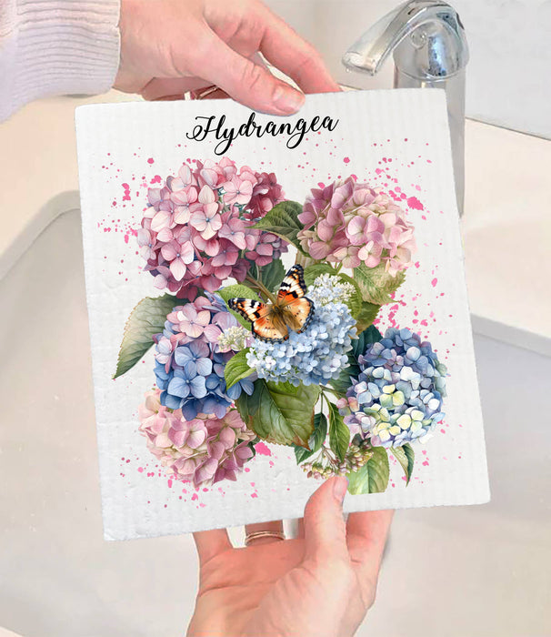 Spring Garden Pink Hydrangeas SWEDISH DISH CLOTH