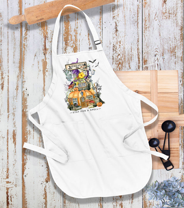 Halloween Wicked witch Pumpkin House Kitchen Cotton Apron