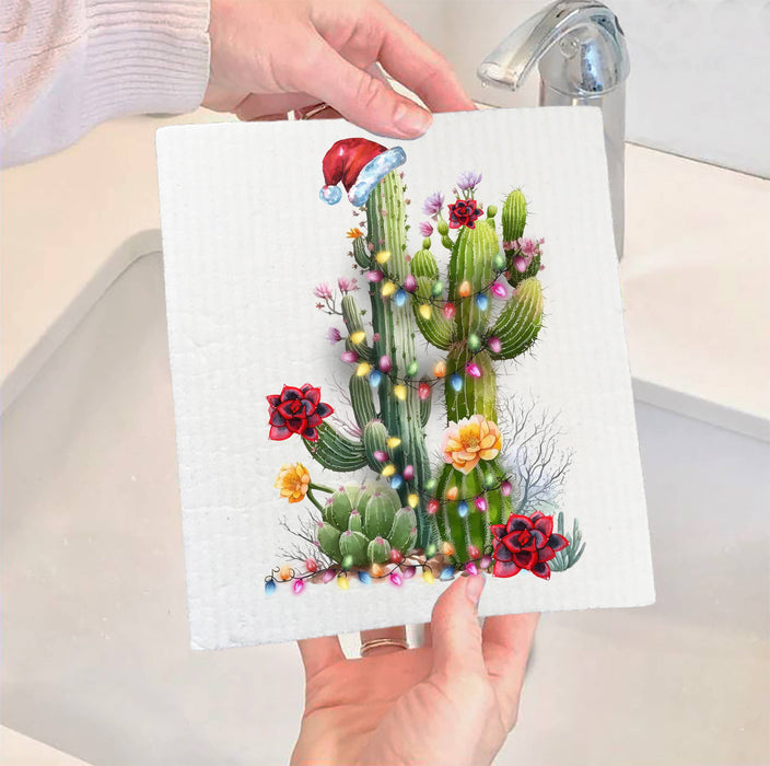 Christmas Saguaro Cactus Western SWEDISH DISH CLOTH