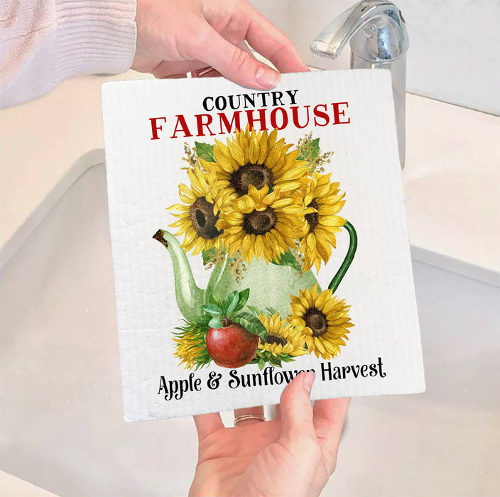 Autumn Fall Farmhouse Sunflowers SWEDISH DISH CLOTH