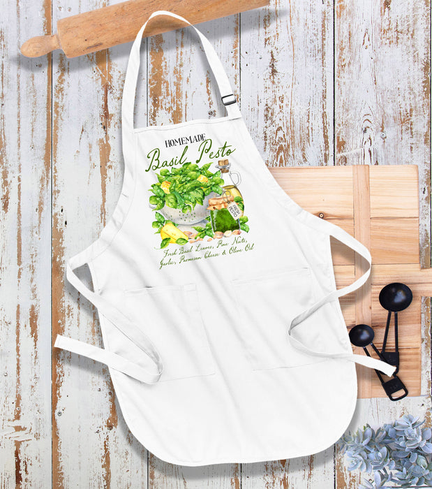 Basil Pesto Fresh Olive Oil Kitchen Cotton Apron