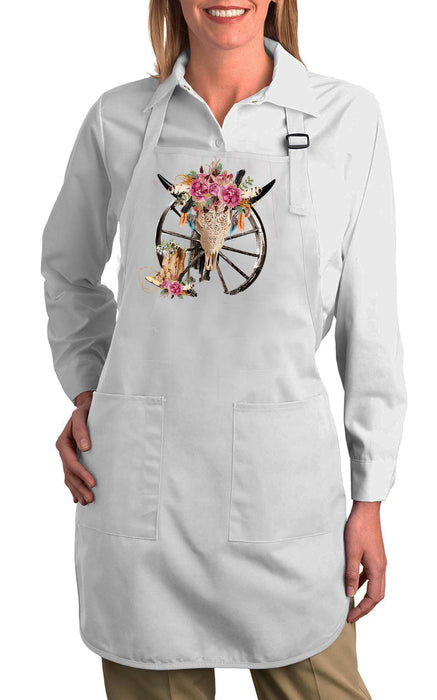 Western Cow Skull Cowboy Southwestern Cotton Apron