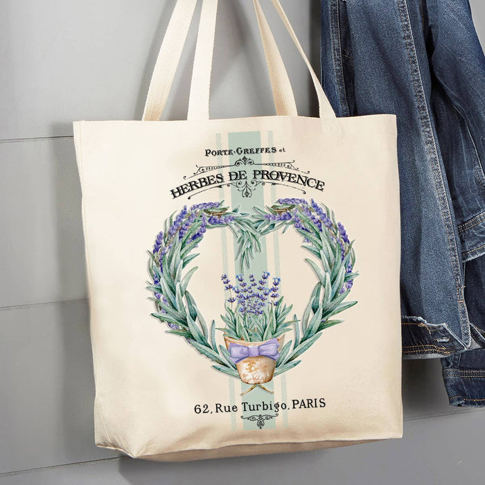 Vintage French Herbs Lavender 12 oz Canvas Tote Bag