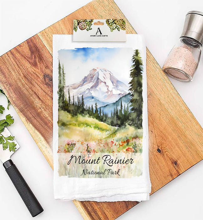 Mount Rainier National Park Washington Flour Sack Tea Towel