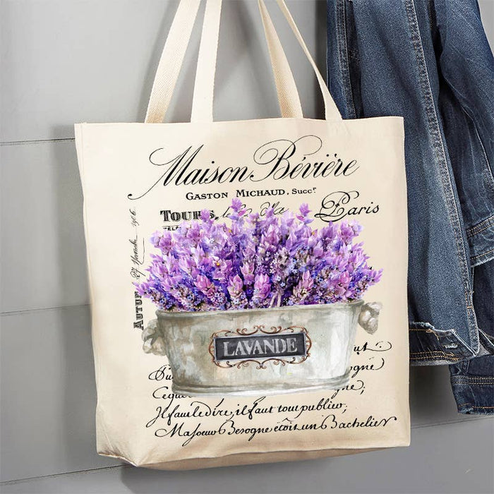 Vintage French Lavender Paris 12 oz Canvas Tote Bag