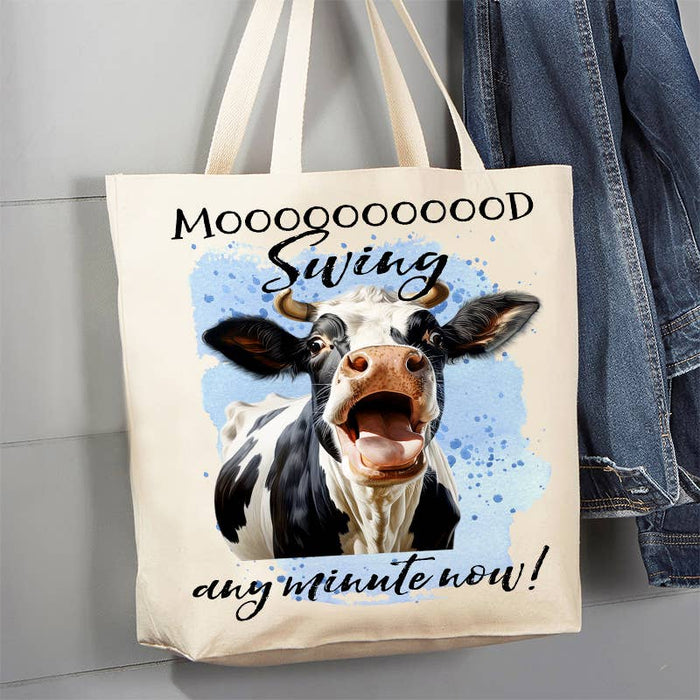 Mood Swing Any Minute Cow Funny 12 oz Canvas Tote Bag