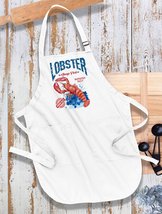 Lobster Always Fresh Maine Coastal Kitchen Cotton Apron