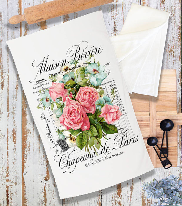 Vintage French Roses Paris Terry Cloth Towel