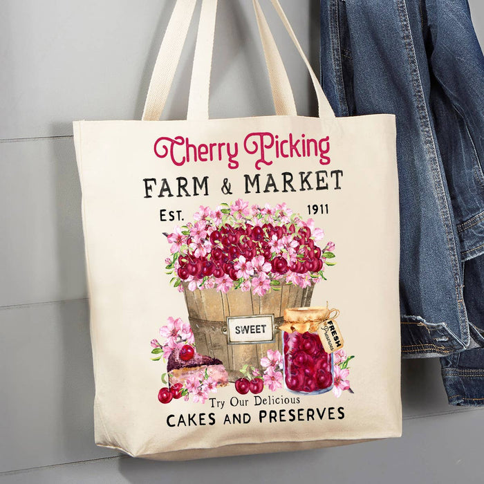 Farmer Market Sweet Cherries 12 oz Canvas Tote Bag