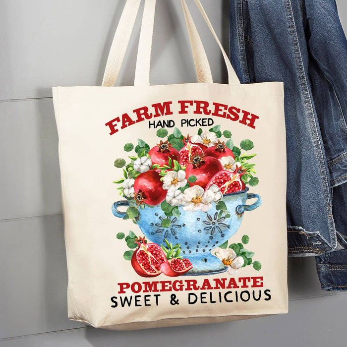 Country Farm Fresh Pomegranate 12 oz Canvas Tote Bag