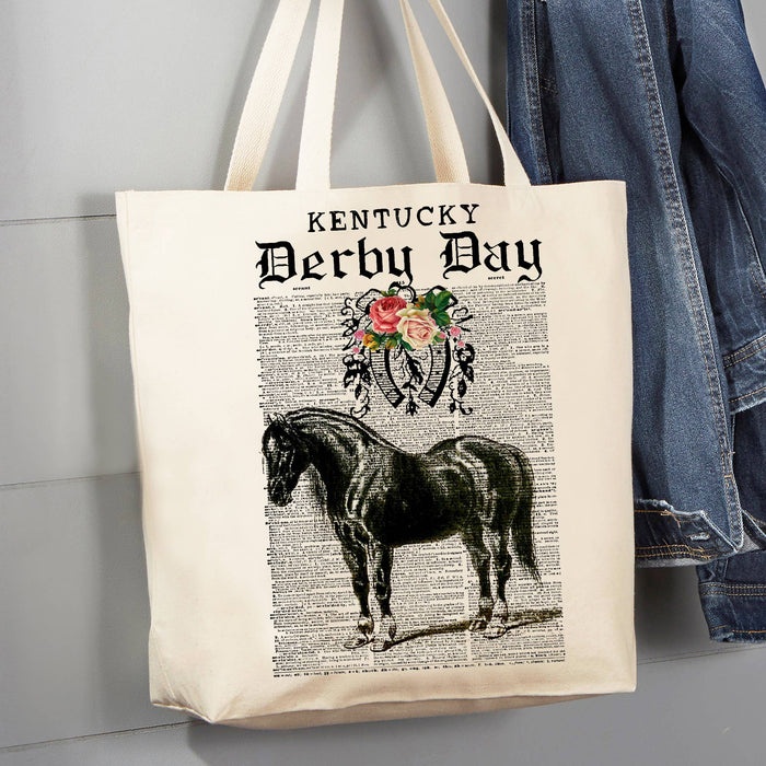 Kentucky Derby Horse Vintage 12 oz Canvas Tote Bag