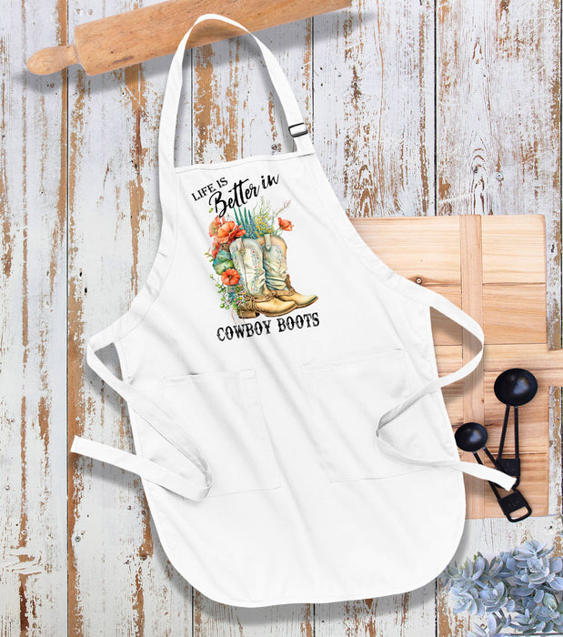 Life is Better In Cowboy Boots Western Cotton Apron