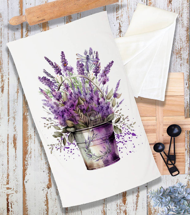 Spring garden Lavender Bouquet Terry Cloth Towel