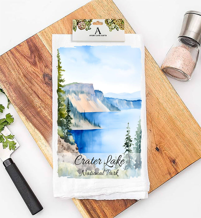 Crater Lake National Park Oregon Flour Sack Tea Towel