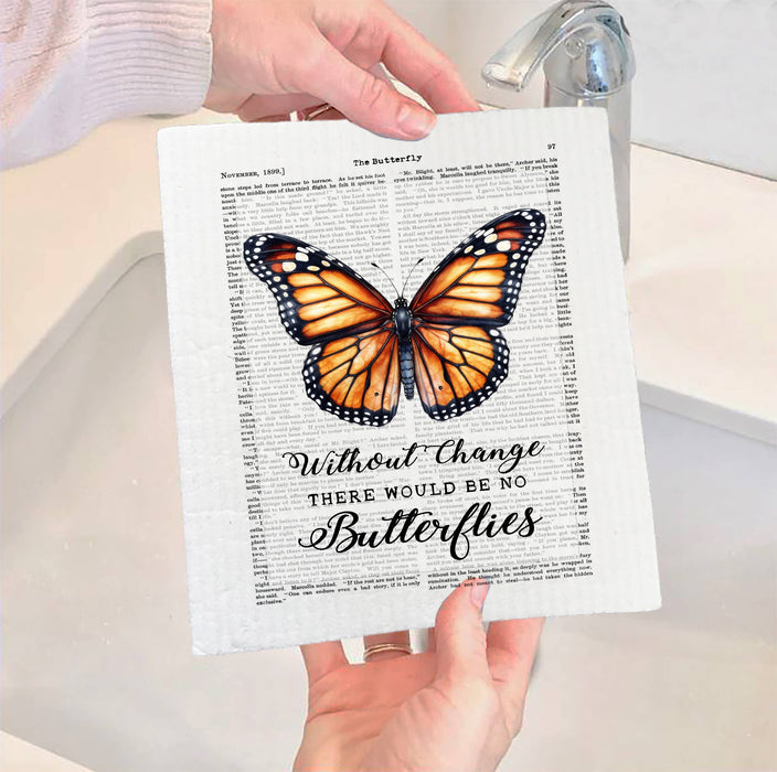 Vintage Monarch Butterfly Quote SWEDISH DISH CLOTH