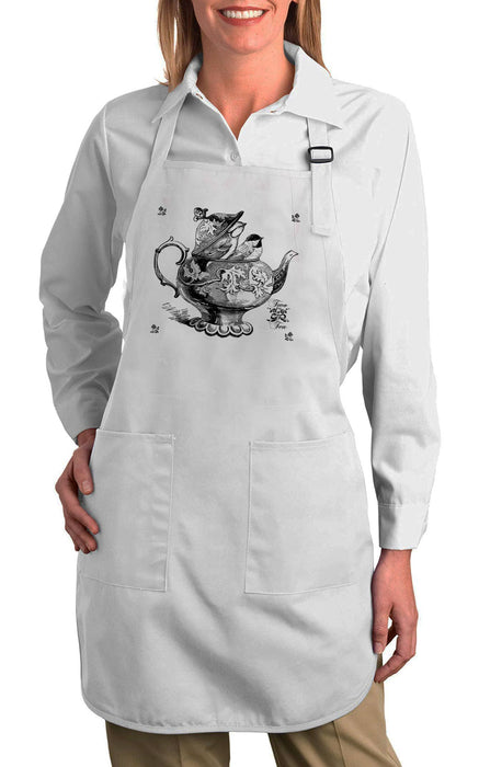 Tea Pot Birds Cotton Apron