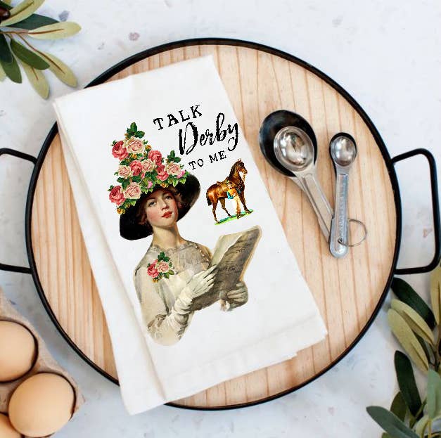 Kentucky Derby Talk Derby to Me Cotton Tea Towels