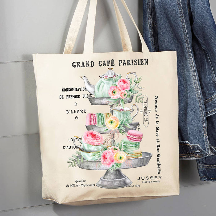 Vintage French Parisiean Tea Macarons 12 oz Canvas Tote Bag