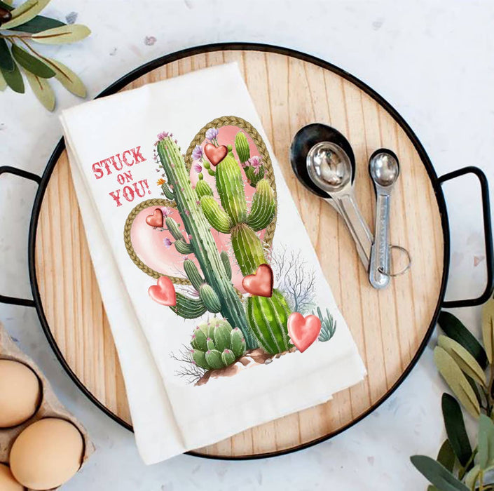 Valentine Western Saguaro Cactus Flour Sack Tea Towel
