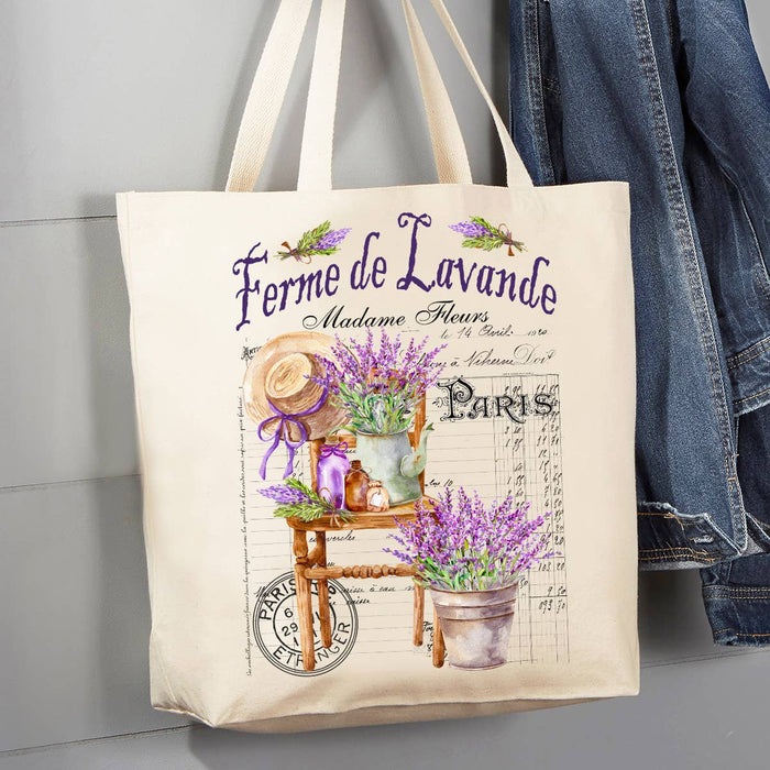 French Garden Lavender 12 oz Canvas Tote Bag