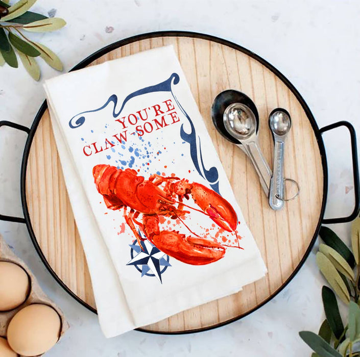 You're Claw-some Lobster Coastal Flour Sack Tea Towel