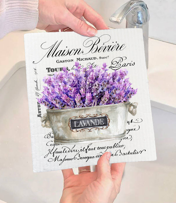 Vintage French Lavender Paris SWEDISH DISH CLOTH