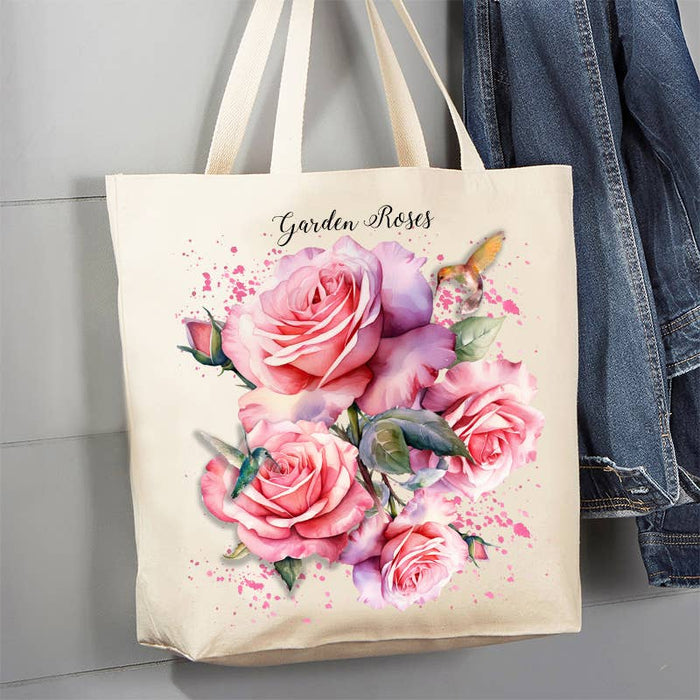 Spring Garden Roses Flowers 12 oz Canvas Tote Bag