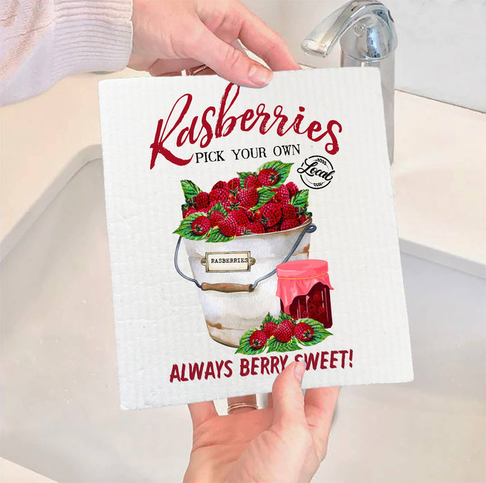 Country Farm Rasberry Fruit Kitchen Swedish Dish Cloth